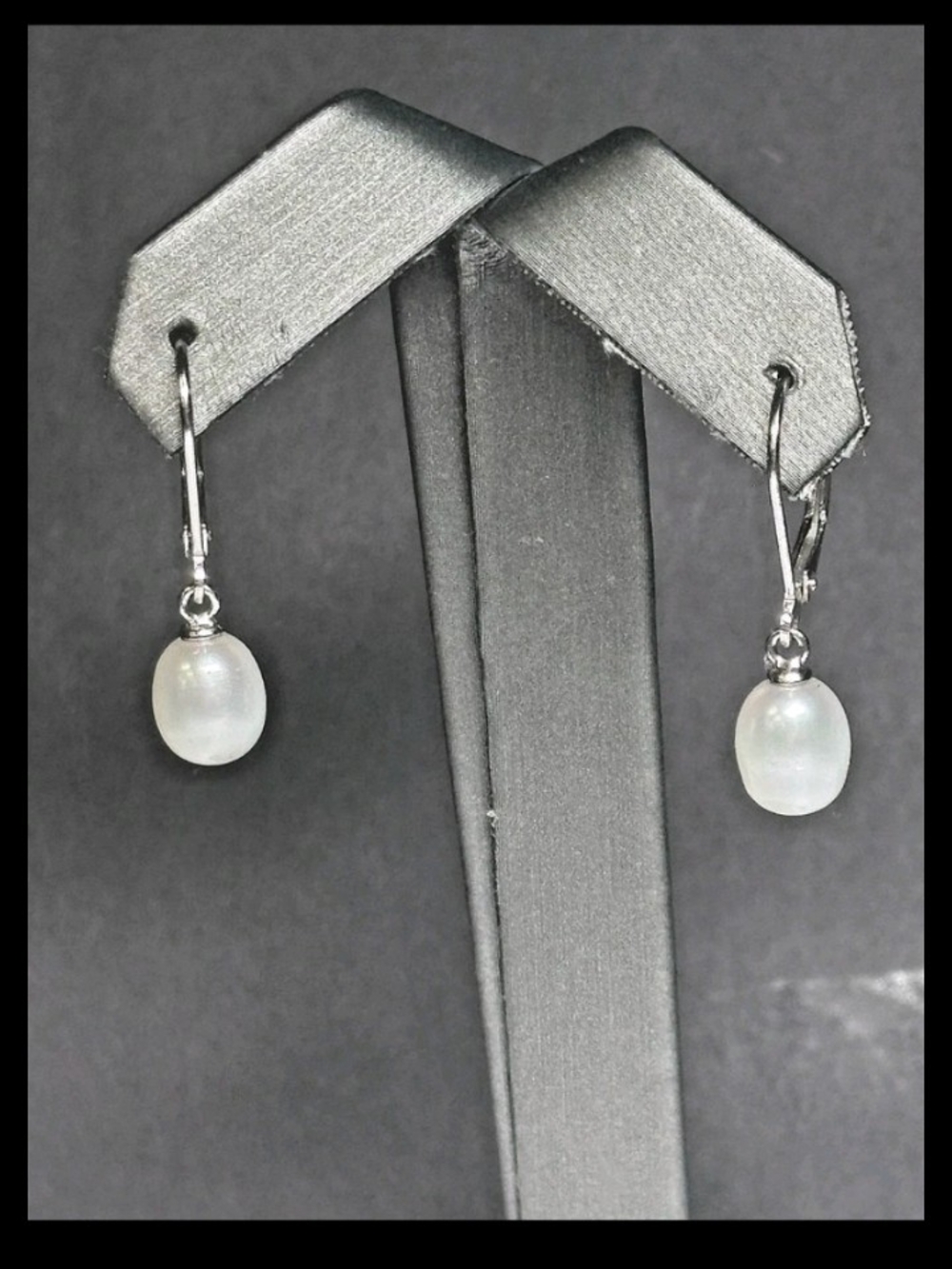 Sterling Silver Freshwater Pearl Leverback Earrings - White Pearls